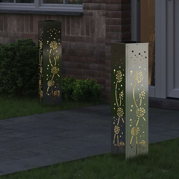 Solar LED Stig Ljus 2 pcs Rostig Galvaniserad