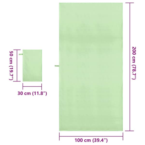 Sporthandduk Set 2 pcs Grön tyg