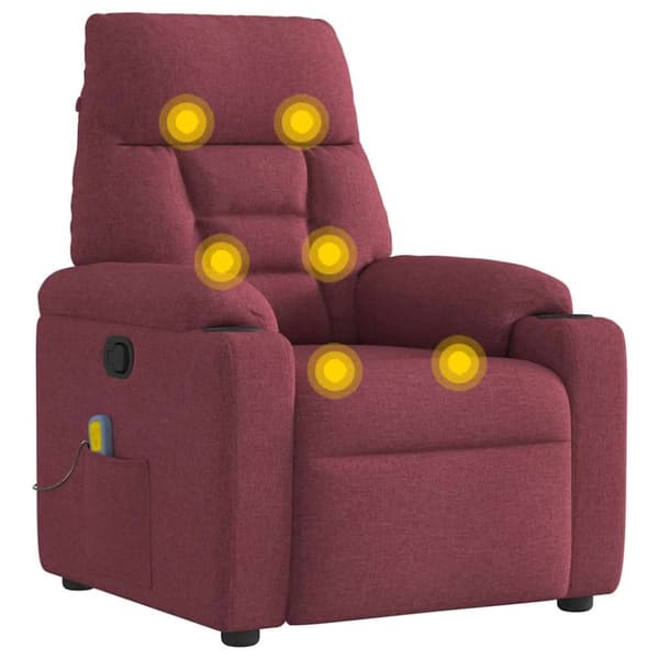 Massagefåtölj vinröd tyg