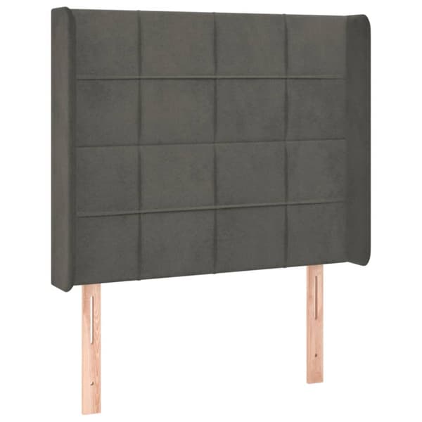 Ramsäng med madrass & LED mörkgrå 100x200 cm sammet