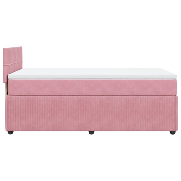 Ramsäng med madrass rosa 100x200 cm sammet