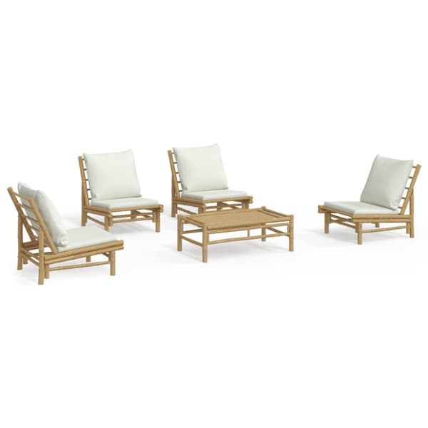 Loungegrupp 5 delar gräddvita dynor bambu