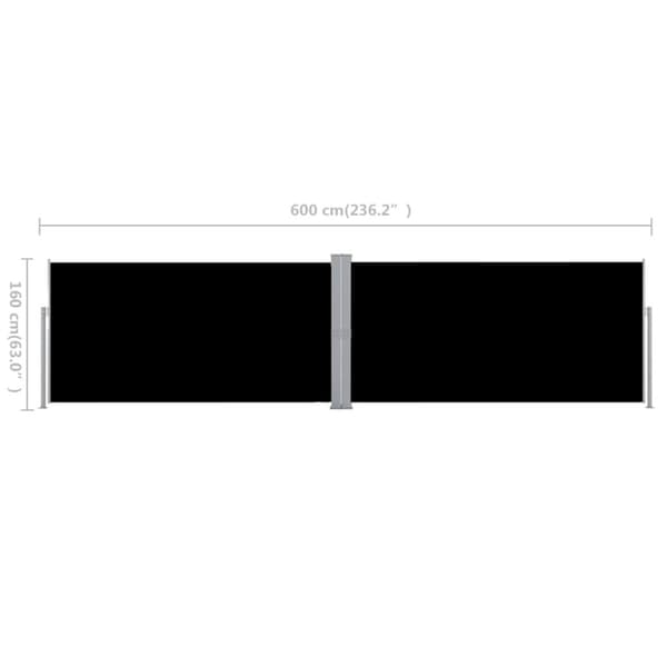 Infällbar sidomarkis svart 160x600 cm