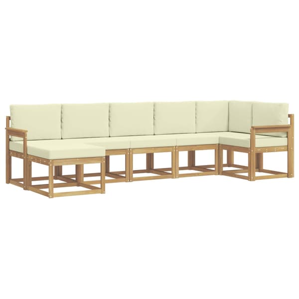 Utomhussoffset med kudde 7 pcs Vit och grädde Polyester
