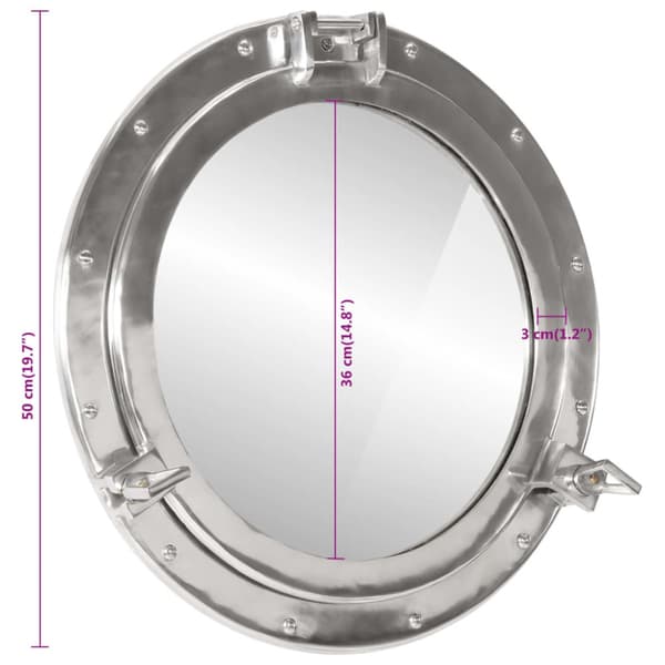 Väggspegel Ø50 aluminium och glas