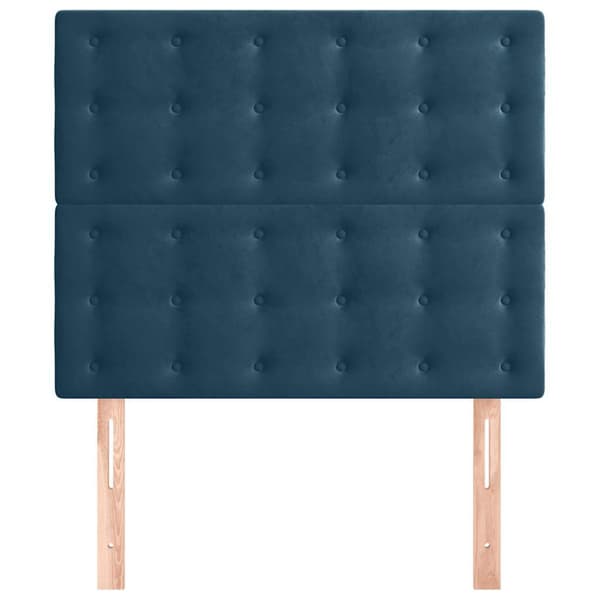 Sänggavel mörkblå 80x5x118/128 cm sammet