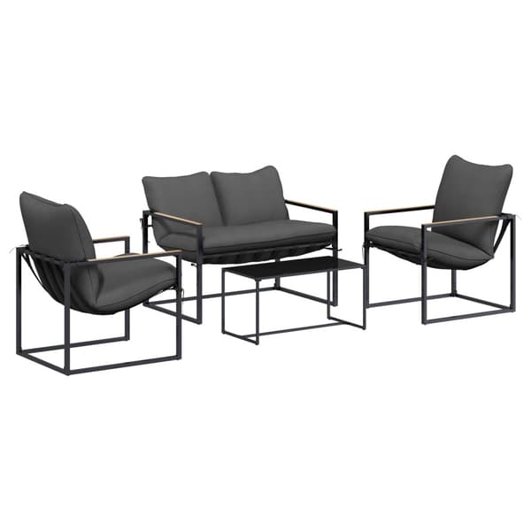 Trädgårdsoffset 4 pcs Svart och Anthracit Stål