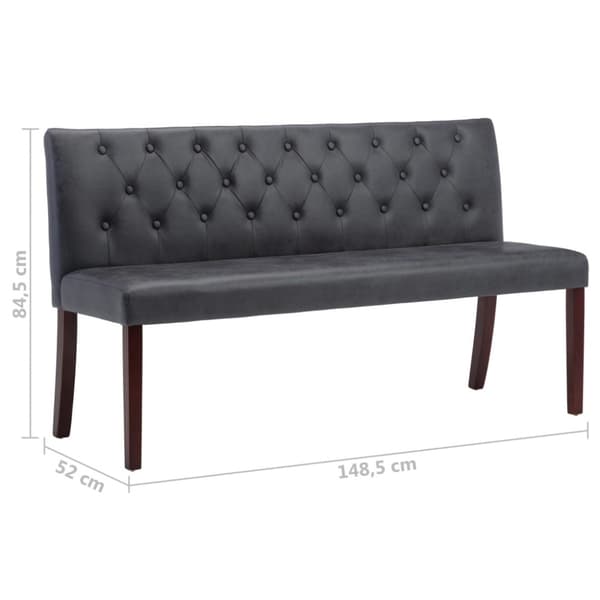 Bänk 148,5 cm konstmocka grå