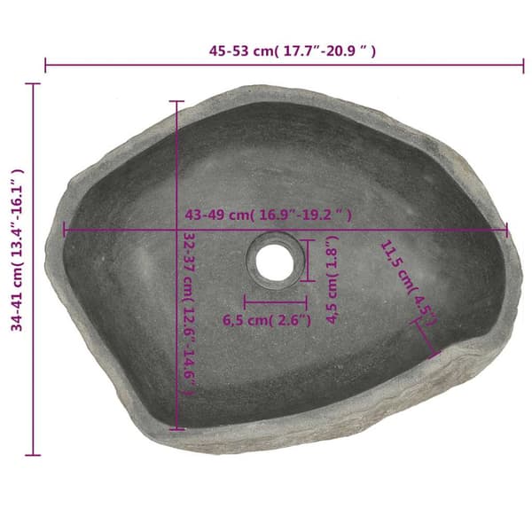 Handfat flodsten oval (45-53)x(34-41) cm