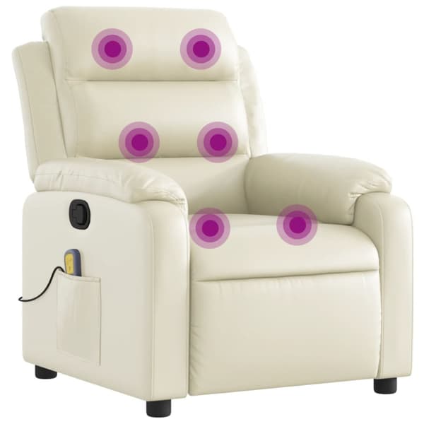 Massagefåtölj krämfärgad konstläder