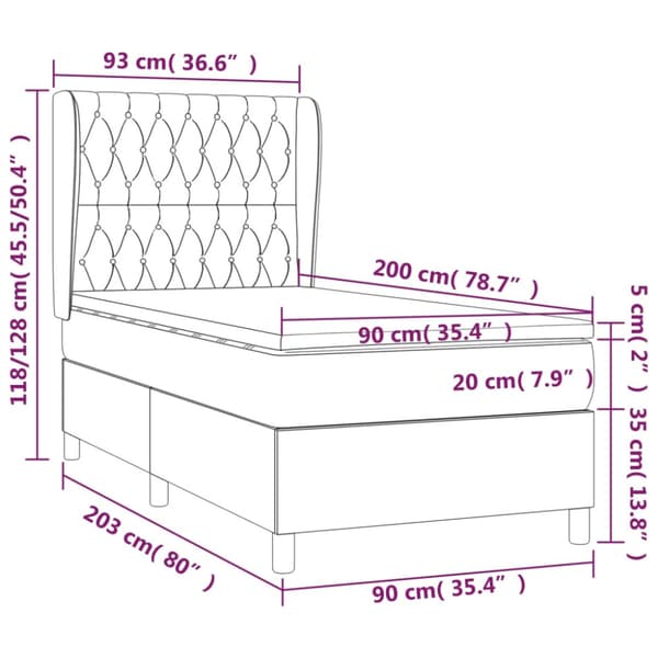 Ramsäng med madrass ljusgrå 90x200 cm sammet