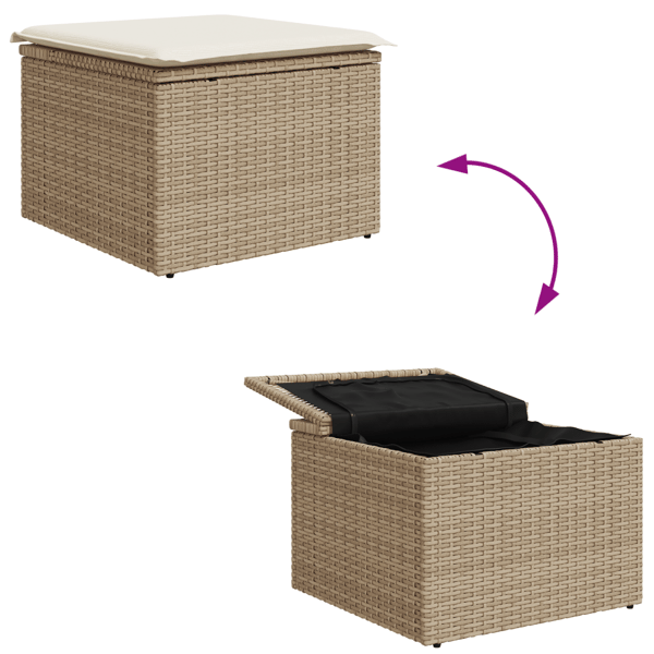 Trädgårdsoffset 6 pcs Beige och gräddfärgad Polyrattan
