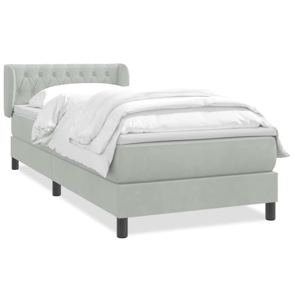 Ramsäng med madrass ljusgrå 80x220 cm sammet