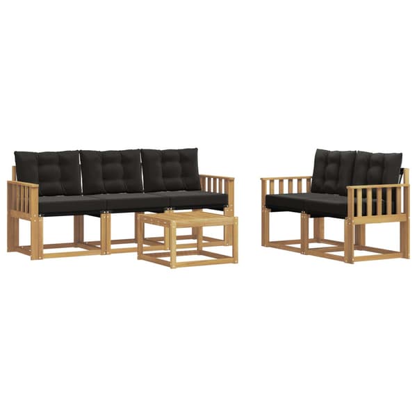 Utomhussoffset med kudde 6 pcs Vit och svart