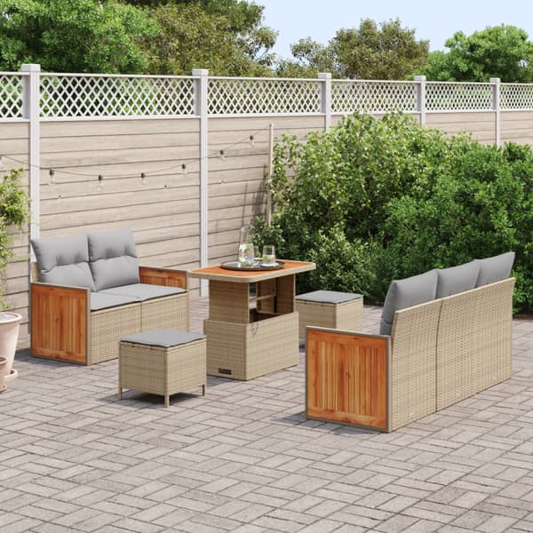 Trädgårdsoffset med kudde 8 pcs Beige och Ljusgrå