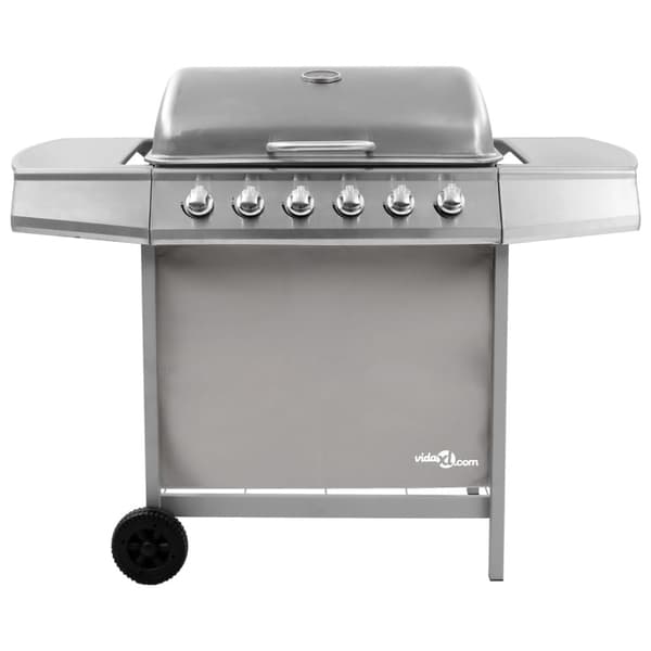 Gasolgrill med 6 brännare silver