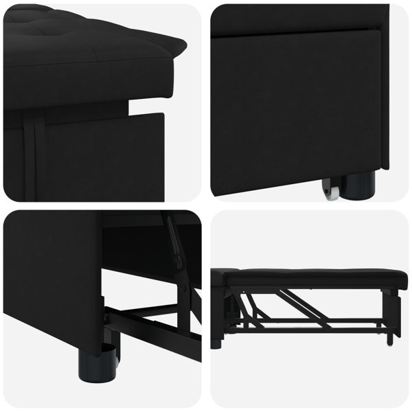 Pull Out Sofa Bed Svart 194 x 67 x 82 cm Mikrofiber