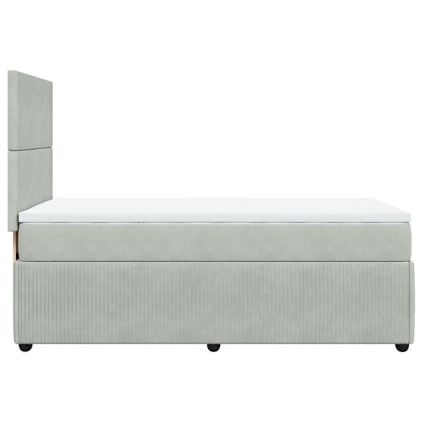 Ramsäng med madrass ljusgrå 90x190 cm sammet