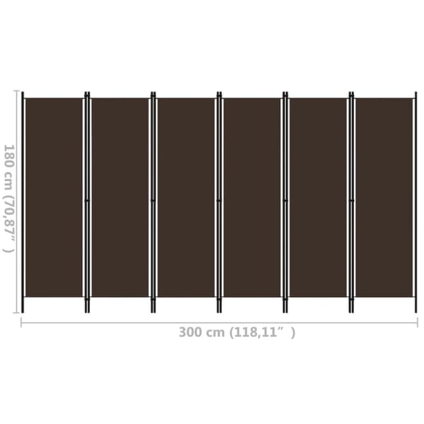 Rumsavdelare 6 paneler brun 300x180 cm