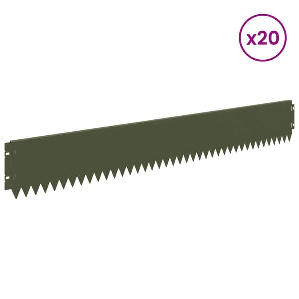 Kant för gräsmatta 20 pcs 103 x 15 cm Stål Olivgrön