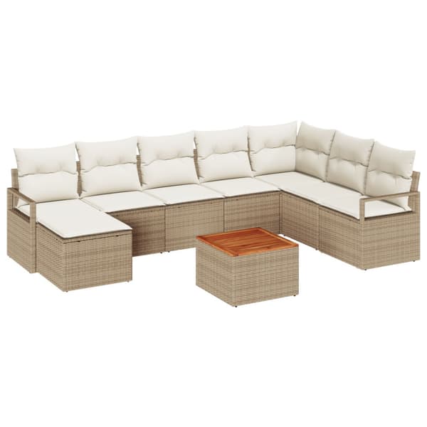Trädgårdsoffset 9 pcs Beige och gräddfärgad konstrotting