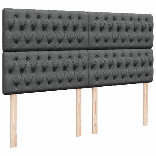 Ramsäng med madrass mörkgrå 200x200 cm tyg