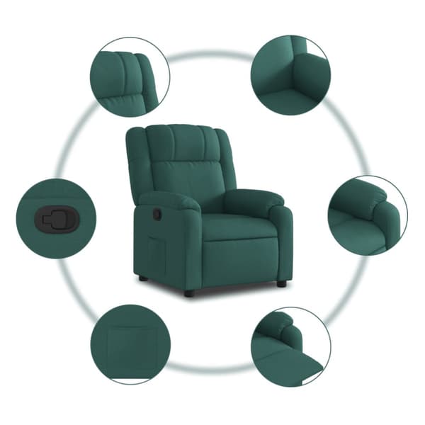 Reclinerfåtölj mörkgrön tyg