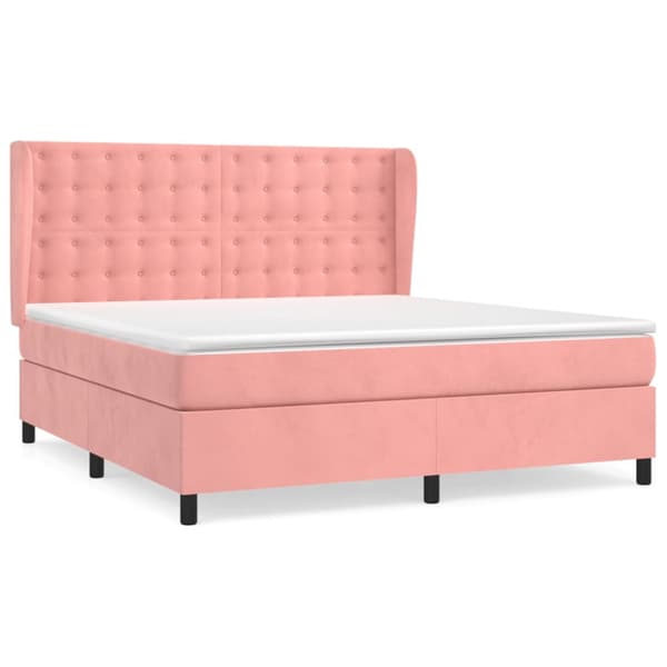 Ramsäng med madrass rosa 180x200 cm sammet