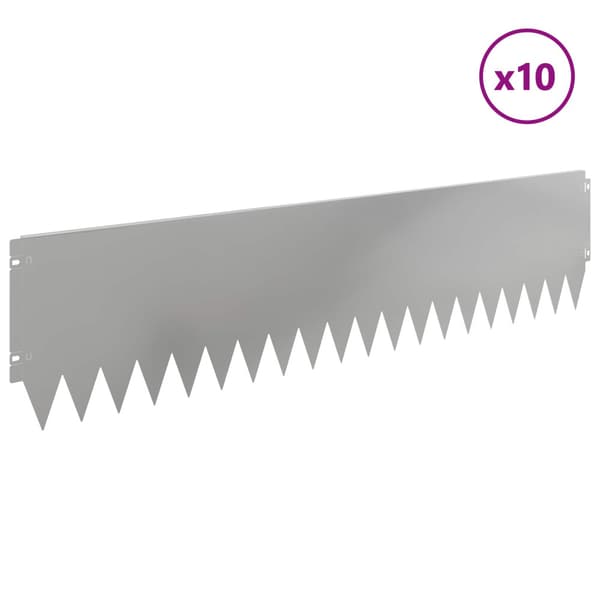 Kant för gräsmatta 10 pcs 103 x 25 cm Stål Silver