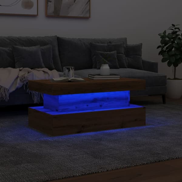 Soffbord med LED ek 90x50x40 cm