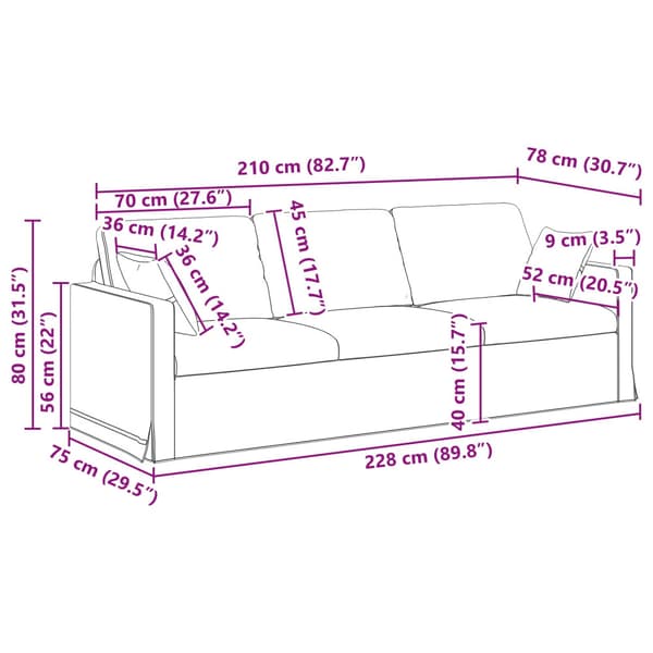Soffa Mörkgrå 228 x 78 x 80 cm Sammet