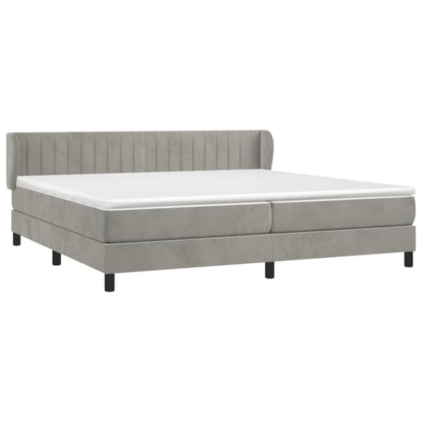 Ramsäng med madrass ljusgrå 200x200 cm sammet