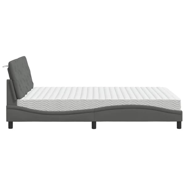 Bed with Mattress Dark Grey 120x200 cm Fabric