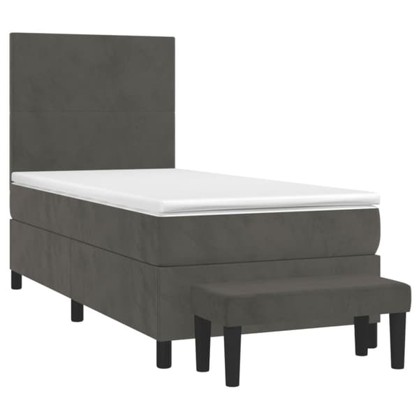 Ramsäng med madrass mörkgrå 90x200 cm sammet