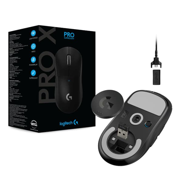 Logitech G Pro X Superlight datormöss högerhand RF Trådlös 25600 DPI