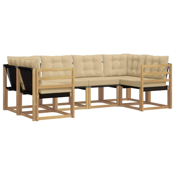 Utomhussoffset med kudde 6 pcs Vit och Beige