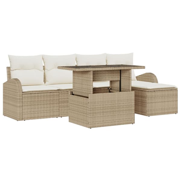 Trädgårdsoffset 6 st Beige konstrotting