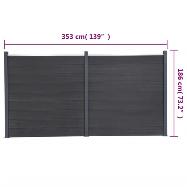 Staketpanel grå 353x186 cm WPC