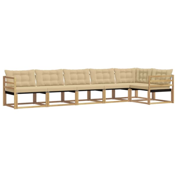 Utomhussoffset med kudde 6 pcs Vit och Beige