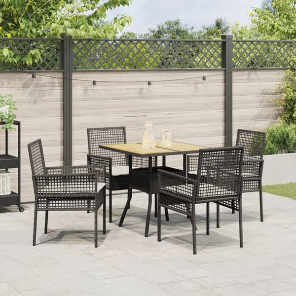Trädgårdsmöbelset 5 pcs Svart konstrotting