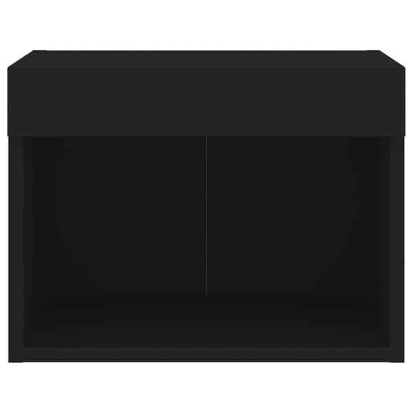 Väggmonterade sängbord med LED-lampor 2 st svart