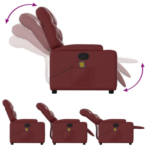 Massagefåtölj vinröd konstläder