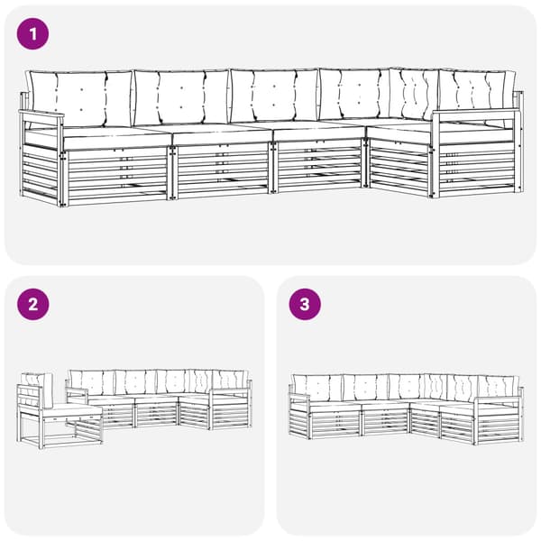 Utomhussoffset med kudde 6 pcs Vit och grädde Polyester