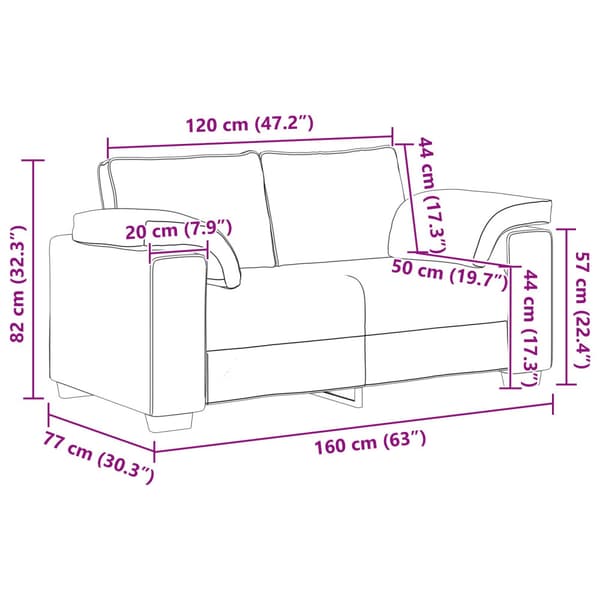 Tvåsitssoffa Brun 160 cm tyg