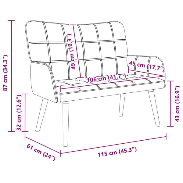 Tvåsitssoffa Svart 115 x 61 x 87 cm tyg