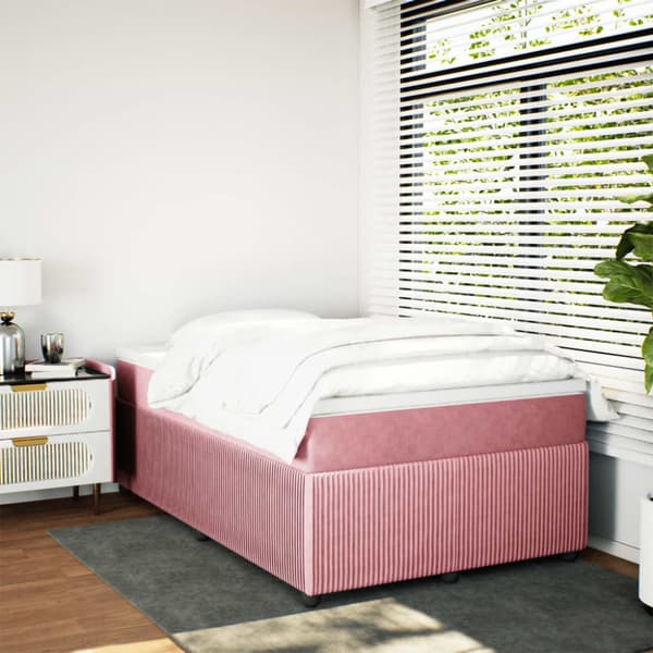 Ramsäng med madrass rosa 120x200 cm sammet