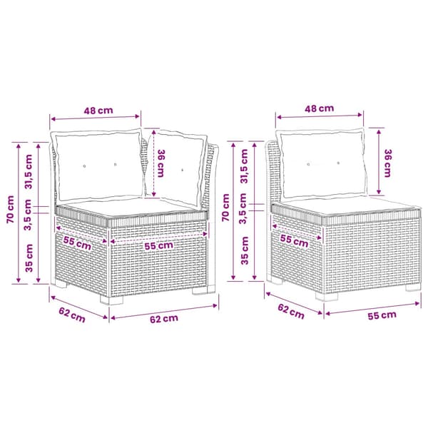 7-sits Soffa med Kuddar Rattanlook PP Antracit