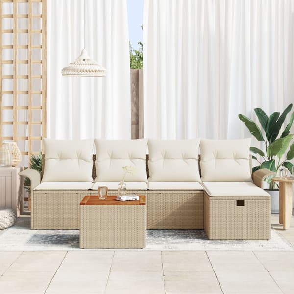Trädgårdsoffset 6 st Beige konstrotting