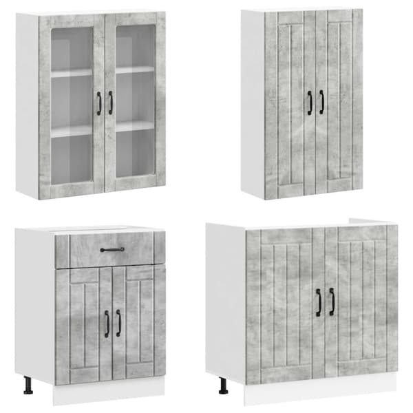 Köksenhet LUCCA 4 pcs Betonggrå Konstruerat trä