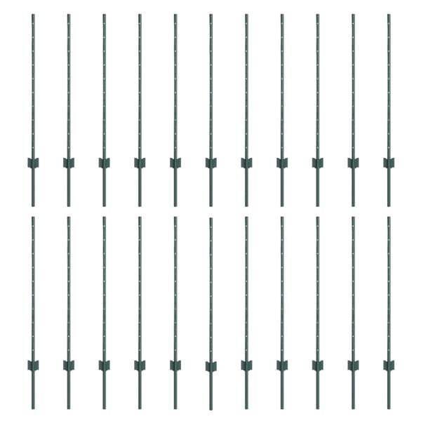 Stängselstolpe 22 pcs Grön 140 cm Stål
